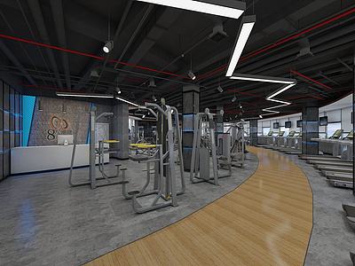 健身房健身区有氧训练区3d模型3d模型