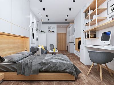 单身公寓简约风格3d模型3d模型