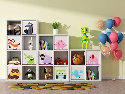 现代儿童书柜3d模型3d模型