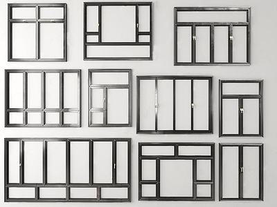 现代建筑铝合金窗户组合3d模型3d模型