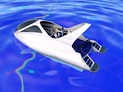 C4D现代创意小船模型
