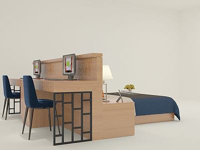 连体书桌床3d模型3d模型