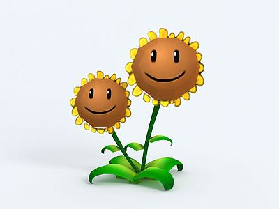 C4DTwinSunflower双生向日葵模型