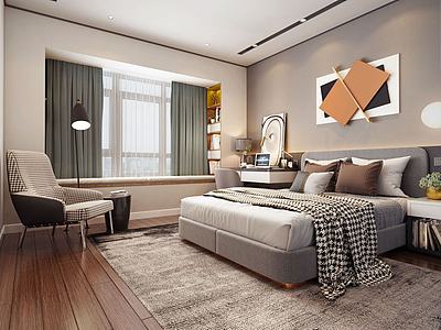 现代温馨卧室3d模型3d模型