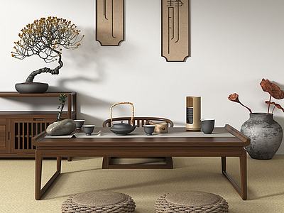 新中式茶桌3d模型3d模型