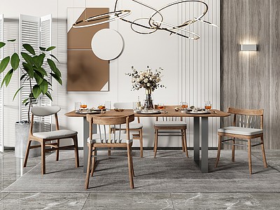 北欧餐桌椅组合3d模型3d模型
