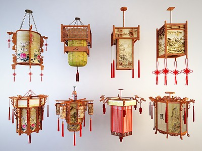 古典中式花灯灯笼吊灯3d模型3d模型
