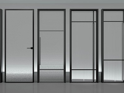 现代玻璃门移门组合3d模型3d模型