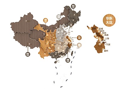 立体中国地图墙饰摆件3d模型3d模型