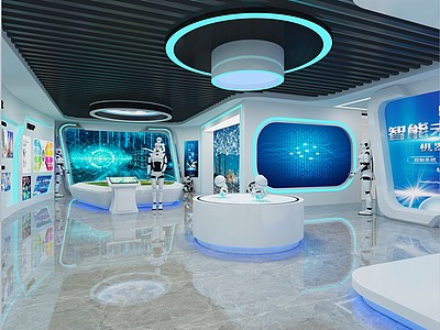 現代科技展廳模型3d模型