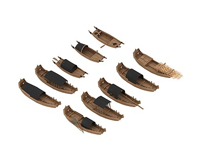 中式木船古船渔船扁舟3d模型3d模型