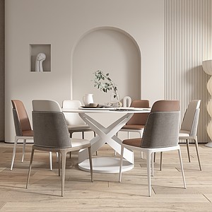 現代餐桌椅組合3d模型