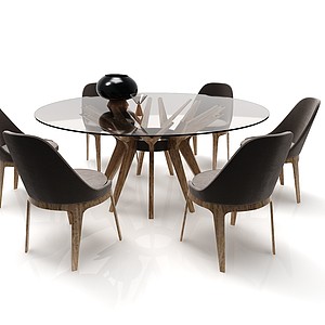 現代風格餐桌椅3d模型