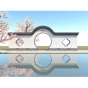 中式月亮门古建拱门3d模型
