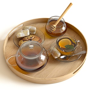 现代茶壶茶杯组合3d模型