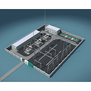 现代发电站鸟瞰图3d模型