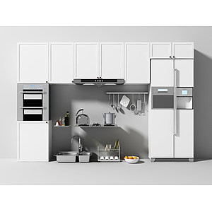 厨房橱柜厨具燃气灶冰箱3d模型