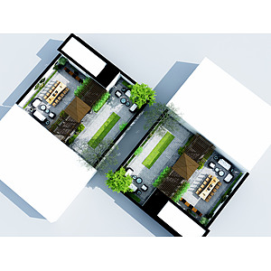 现代居家庭院3d模型