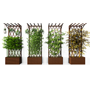 新中式花架竹子组合3d模型