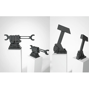 现代抽象雕塑锤子扳手3d模型