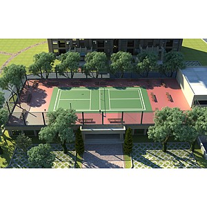 现代网球场羽毛球场3d模型