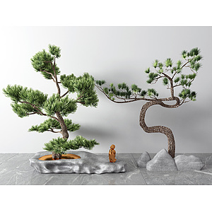 新中式松树盆景3d模型