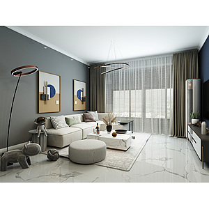 现代家居客厅3d模型