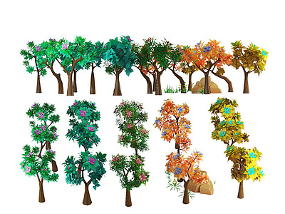 卡通植物绿植大树3d模型3d模型