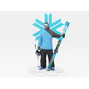 冬季运动滑雪男士人物3d模型