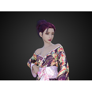 女人日式和服美女3d模型
