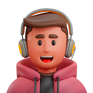 卡通人物戴耳机的少年头像3d模型