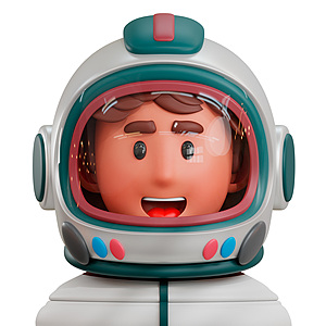 卡通人物头像宇航员3d模型