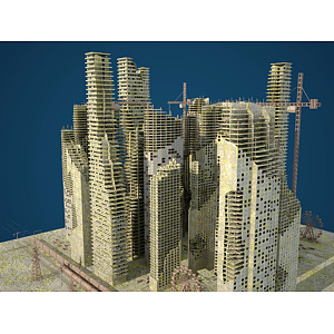 废墟城市外观3d模型