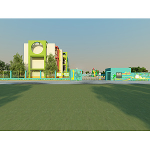 现代学校幼儿园操场3d模型