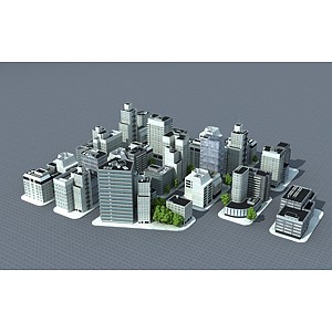 鸟瞰建筑城市高楼大厦3d模型