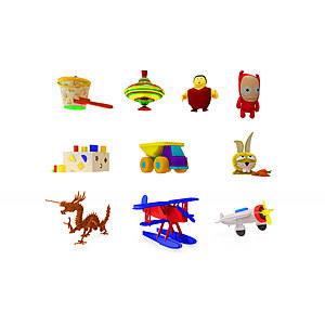 现代儿童玩具玩偶积木3d模型