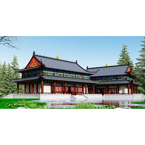 中式古建祠堂宫殿3d模型