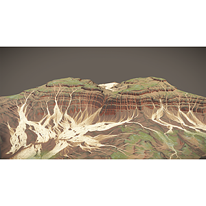 山脉模拟俯视透视图3d模型