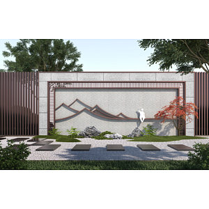 新中式院墙景墙3d模型