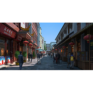 中式商业街步行街3d模型