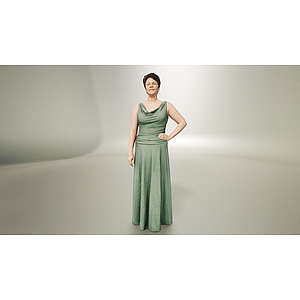 绿色连衣裙女人3d模型