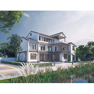 新中式独栋别墅3d模型