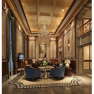 新古典别墅客厅3d模型