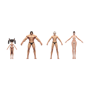 游戏动漫角色人物裸模3d模型