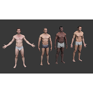 男性裸模合计3d模型