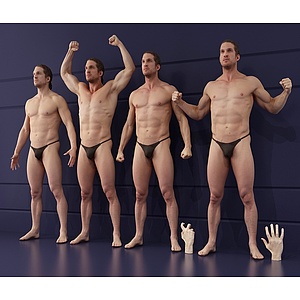 肌肉健身裸模男人3d模型