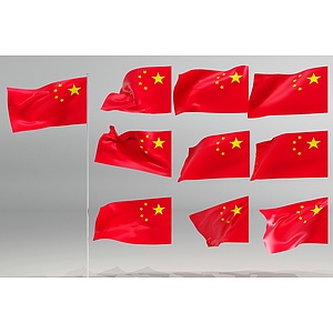 中华人民共和国国旗飘扬3d模型