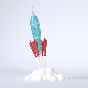 卡通火箭玩具3d模型