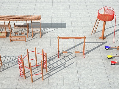现代儿童游乐设施模型3d模型