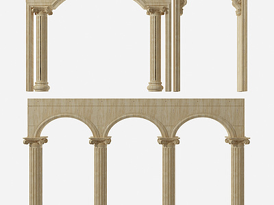 欧式门洞罗马柱组合模型3d模型